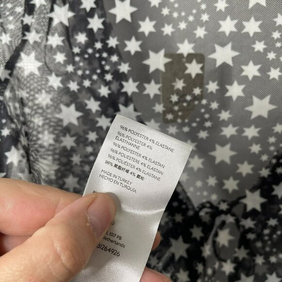 Free People Black White Star Print Marne Open Front Tie Mesh Top - Picture 7 of 9